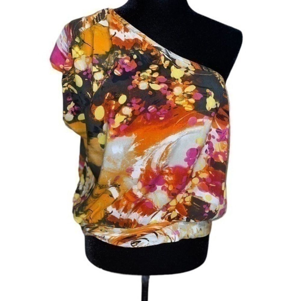 E.Q. Women's One Shoulder Blouse Multicolor Top